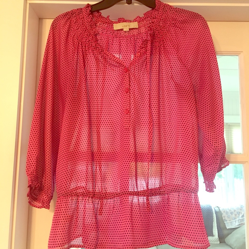 BOGO! Hot Pink LOFT Blouse Size Small Petite